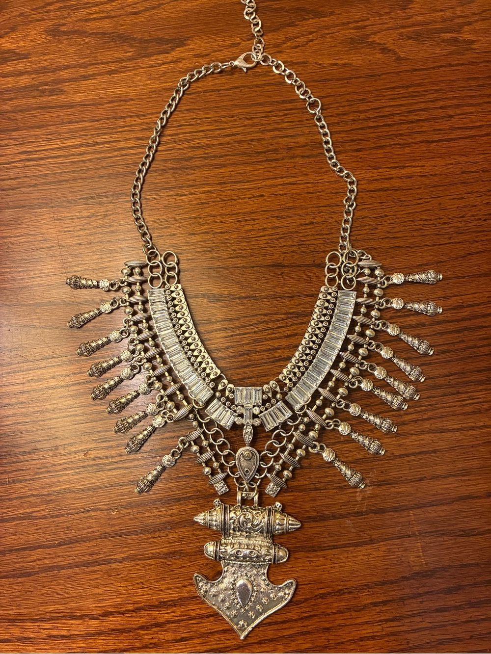 Source Unknown Antique Silver Tribal Statement Necklace